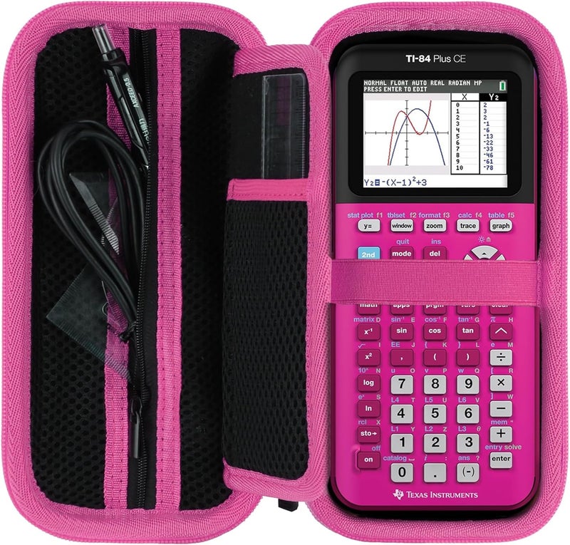 RIYADAone Hard Case Replacement for Texas Instruments TI-84 Plus CE/TI-84 Plus/TI-Nspire CX II CAS/TI-Nspire CX II/TI-83 Plus/TI-89 Titanium/TI-85 / TI-86 Color Graphing Calculator (Black+Rose Case) - Image 1